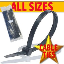 BLACK & NATURAL/WHITE Cable Ties Tie Wraps Zip Ties Strong Various Sizes & Qtys