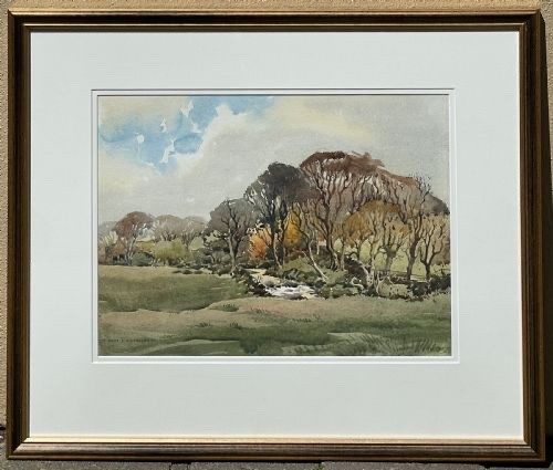 River landscape watercolour - landscape,