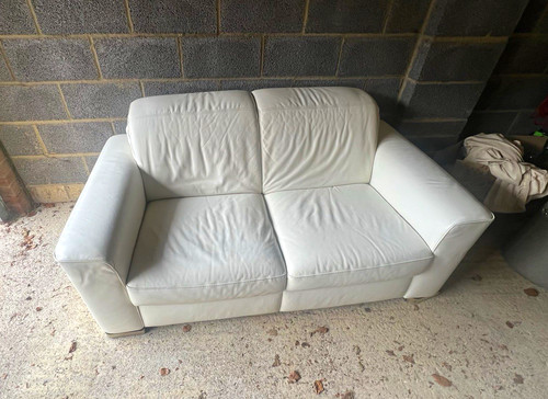 Natuzzi white leather - white, seater
