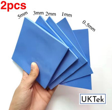 2 PCS SILICONE Blue Thermal Pad 100 x 100 x 2.0 mm thick 6 W/mK Heat Sink