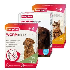 Beaphar WORMclear Worming, Wormer Tablets For Cats, Small & Large Dogs