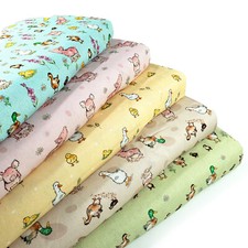 Ducks, pigs, ducklings, farm animals 100% cotton fabric down on the farm