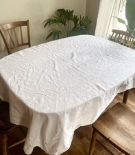 Vintage Clover Detail Cotton Weave Tablecloth VGC No Visible Marks Or Tears