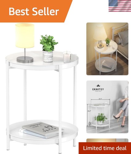 Compact round tier end table - end,