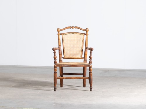 Caned faux bamboo armchair - caned,