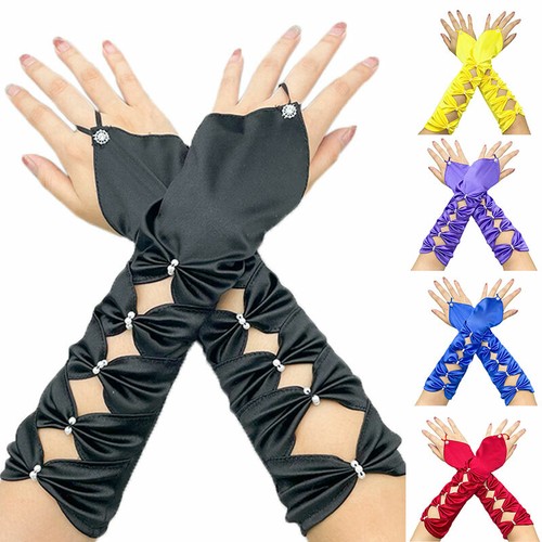Fingerless gloves long satin - long,