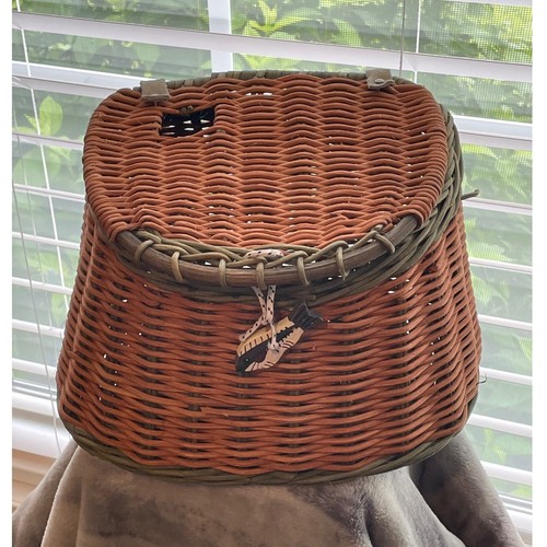 Vintage woven wicker fishing - vintage,