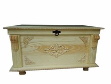Wooden Vintage Blanket Trunk Box Coffee Table Chest Ottoman Furniture WMDL2