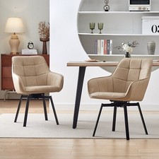 2x  Beige Swivel Dining Chairs