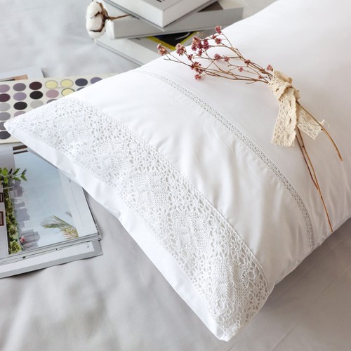 White lace pillow cases pcs - white, 2