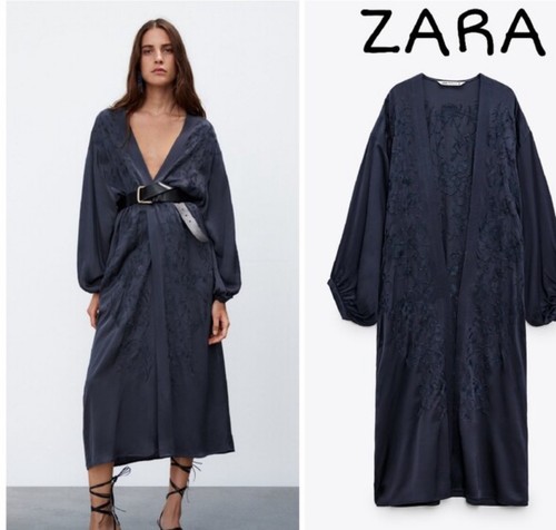 Zara embroidered kimono navy - embroidered,