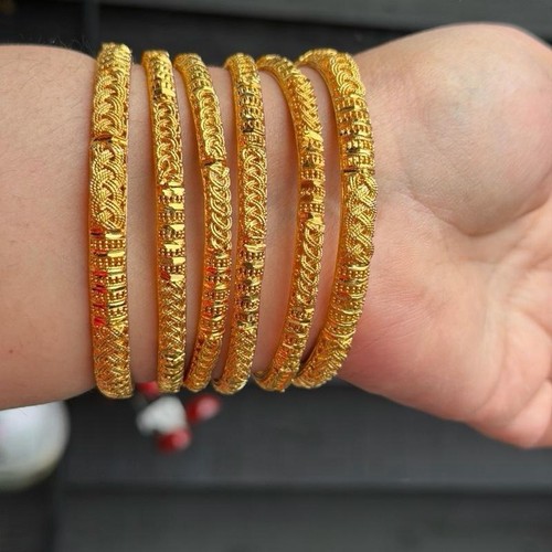 22ct gold plated bangles set - 22ct,