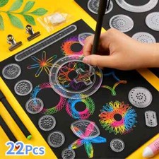 22pcs Spirograph Ruler Set Geometric Ruler Mathematical Roulette Drawing Tools