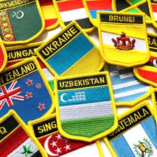 200+ PATRIOTIC Country Flags Patch Iron On Sew On EMBROIDERED PATCH Arm Badge