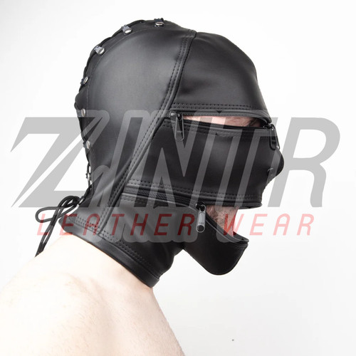 Genuine leather hood mask - genuine,