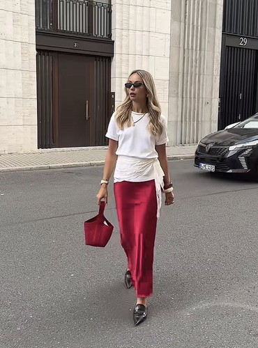 Zara satin midi - -,