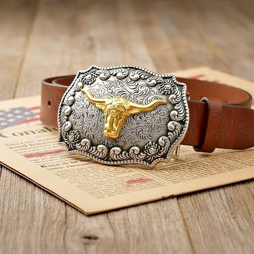 Western cowboy belt buckle - cowboy,