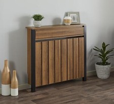 Radiator Cover Cabinet Modern Drawer Storage Furniture MDF Vertical Wood Black