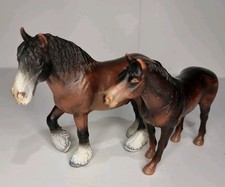 SCHLEICH x2 MODEL HORSES BROWN