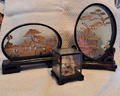 Vintage chinese cork art - vintage,