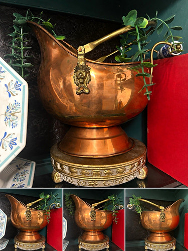 Vintage copper coal - coal, scuttle