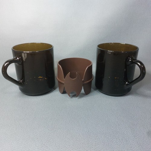 Smoked glass coffee mugs 9cm - smoked,