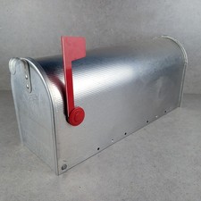 Vintage U.S. Mailbox Aluminum Post Mount Mail Box with Red Flag – Classic...