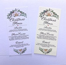Christmas DL MENU card wedding table gold red berries foliage greenery decor