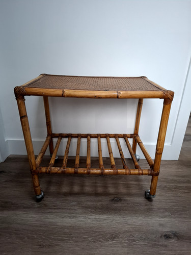 Vintage bamboo drinks trolley - drinks,