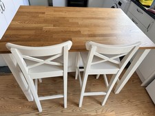 IKEA TORNVIKEN Kitchen Island Off White/Oak, Butchers Block including stools