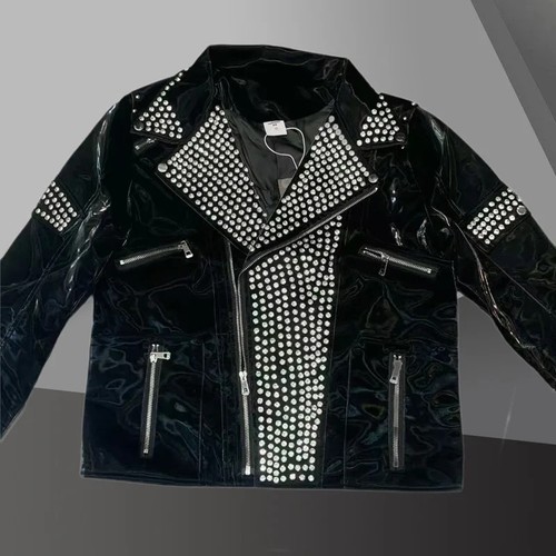Men faux leather punk rock - faux,