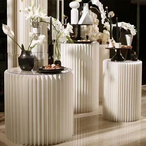 Folding round paper pedestal - folding,
