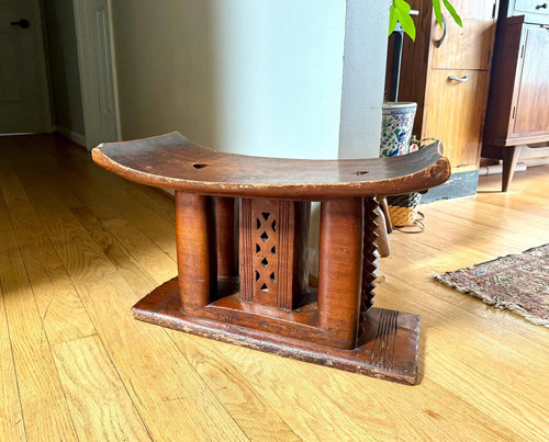 Vtg african ashanti stool - african, |