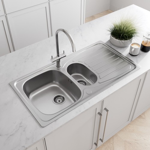 Stainless steel kitchen sink - steel,