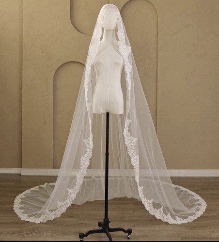 Mantilla veil lace - edge,, white