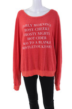 Wildfox Womens Long Sleeves Crew Neck Pullover Sweater Red White Size Large