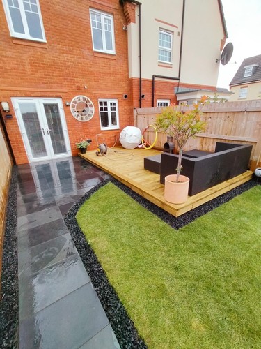 Black slate paving patio - slate,