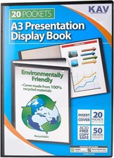 A3 Display Presentation Book 20 Pockets 40 Views Acid Free Copy Safe Portfolio