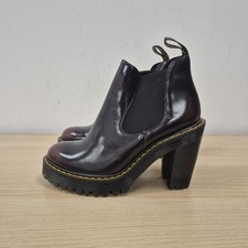 Dr Martens Hurston Red Cherry Rub Off Leather Heel Chelsea Chunky Boots Uk 4