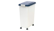 35 lb Pet Food Storage Container Large Attachable Casters BPA Free Plastic White