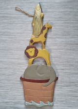 Noah's Ark Wooden Wall Hanging 22" Plaque Nursery Religious Playroom Animals
