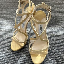 Jimmy Choo Mules Sandals Heel Leather Beige EU36.5 US6.5 Japan F/S USED