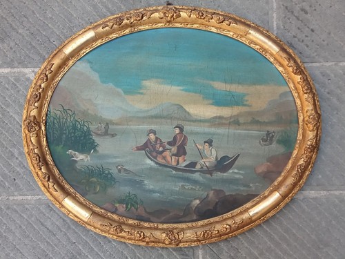 Antique italian landscape oil - italian,