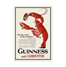 Retro Guinness Poster (unframed), Lobster Guinness Ad, Red Kitchen Wall Art