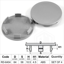 Alloy wheel center caps centre universal rim cap 64 58 mm no logo Fits SEAT 