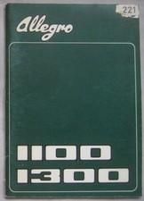 1973 Austin Allegro 1100 & 1300 Owner's Handbook Pub, No. AKD 8339 3rd edition