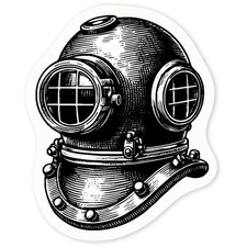 'Vintage Diving Helmet' Clear