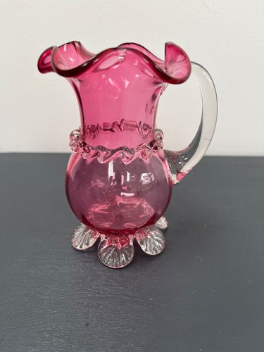 Vintage cranberry small - , fluted