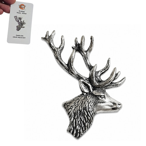 Stag head pewter pin - head,