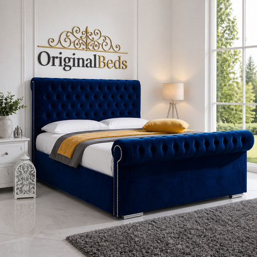 New sleigh bed frame - new, ottoman